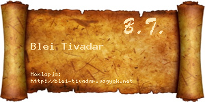 Blei Tivadar névjegykártya